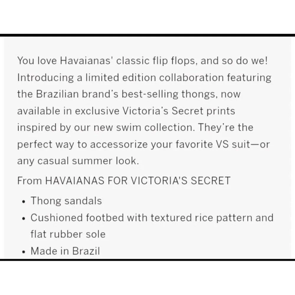 Victoria’s Secret Havaianas Collab Limited Edition Size 9/10 NWT White/Pink Flux